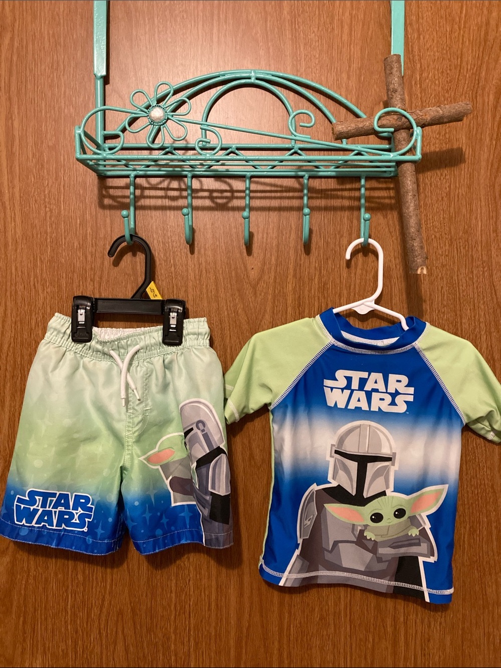 Star Wars Kids One-Piece Swim Set in Blue, Green and White
